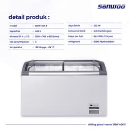 Sanwoo Sliding Glass Freezer SNW 406 F
