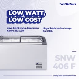 Sanwoo Sliding Glass Freezer SNW 406 F