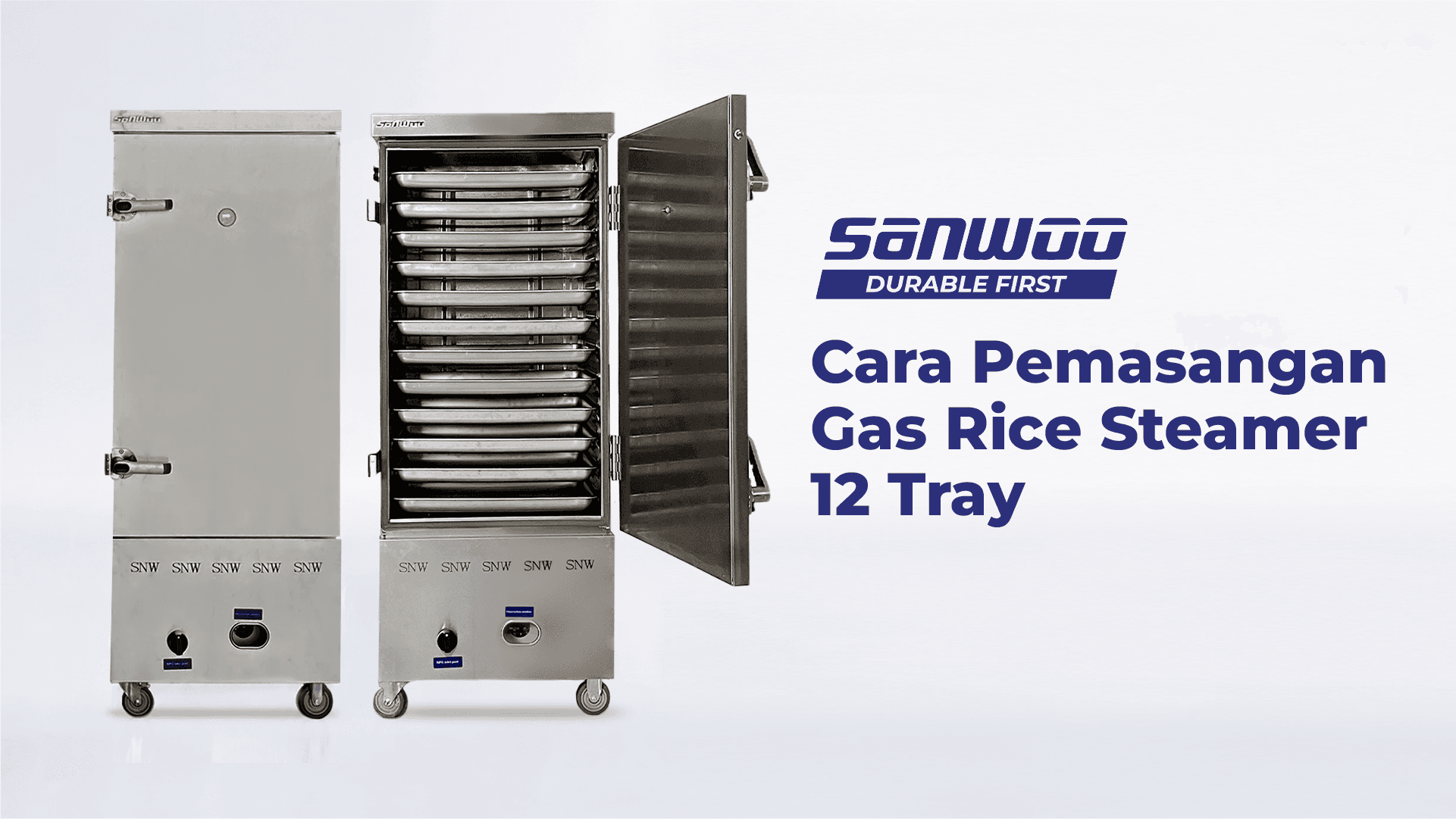 Pemasangan Gas Rice Steamer Sanwoo 12 Tray untuk dapur restoran, catering, dan usaha kuliner
